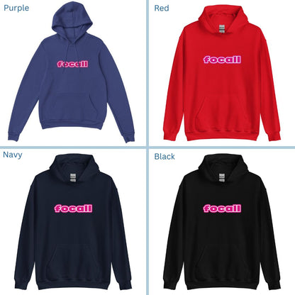 Unisex Classic Pullover Hoodie | Focall Pink White letters