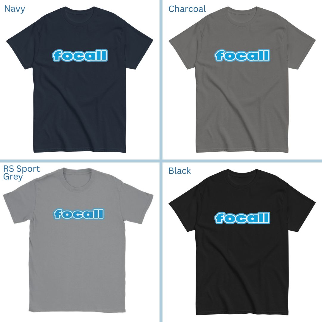 Classic Unisex Crew Neck T-Shirt | Focall Blue White Letters