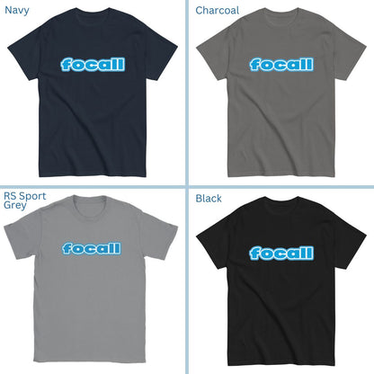 Classic Unisex Crew Neck T-Shirt | Focall Blue White Letters