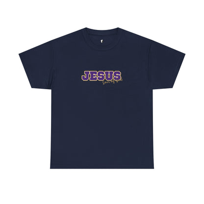 JESUS, Son of God - Varsity T-Shirt - Purple Letters