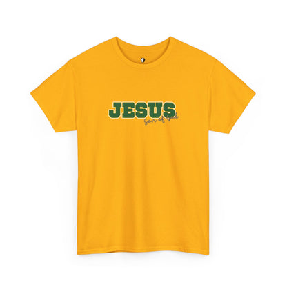 JESUS, Son of God - Varsity T-Shirt - Green Letters