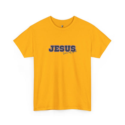 JESUS, Son of God - Varsity T-Shirt - Blauwe Letters