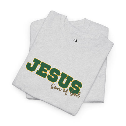 JESUS, Son of God - Varsity T-Shirt - Green Letters