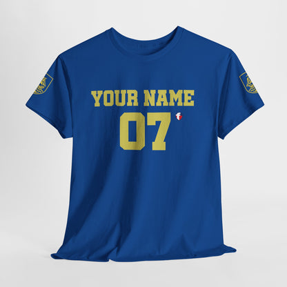 'Play For His Glory' Curaçao Blauw voetbalshirt - WK nummer (met gepersonaliseerde naam en rugnummer)