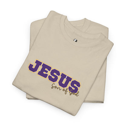 JESUS, Son of God - Varsity T-Shirt - Purple Letters