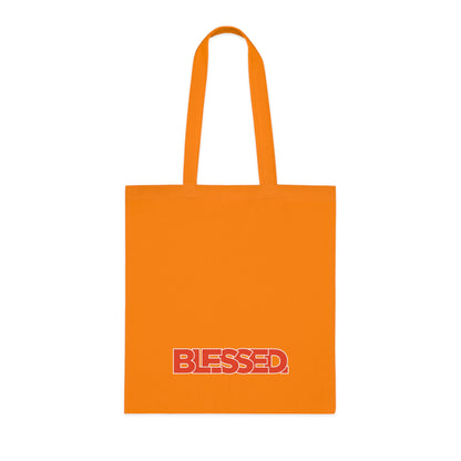 'Blessed' Cotton Tote — Minimalist faith tote bag with ‘BLESSED’ text and Focall emblem