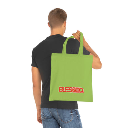 'Blessed' Cotton Tote — Minimalist faith tote bag with ‘BLESSED’ text and Focall emblem