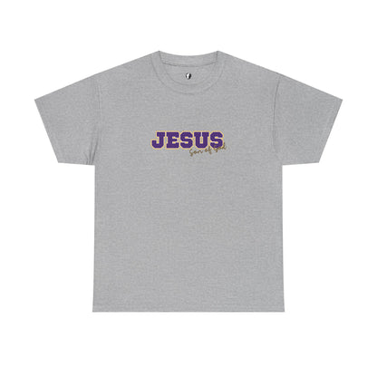 JESUS, Son of God - Varsity T-Shirt - Purple Letters