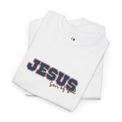 JESUS, Son of God - Varsity T-Shirt - Blauwe Letters