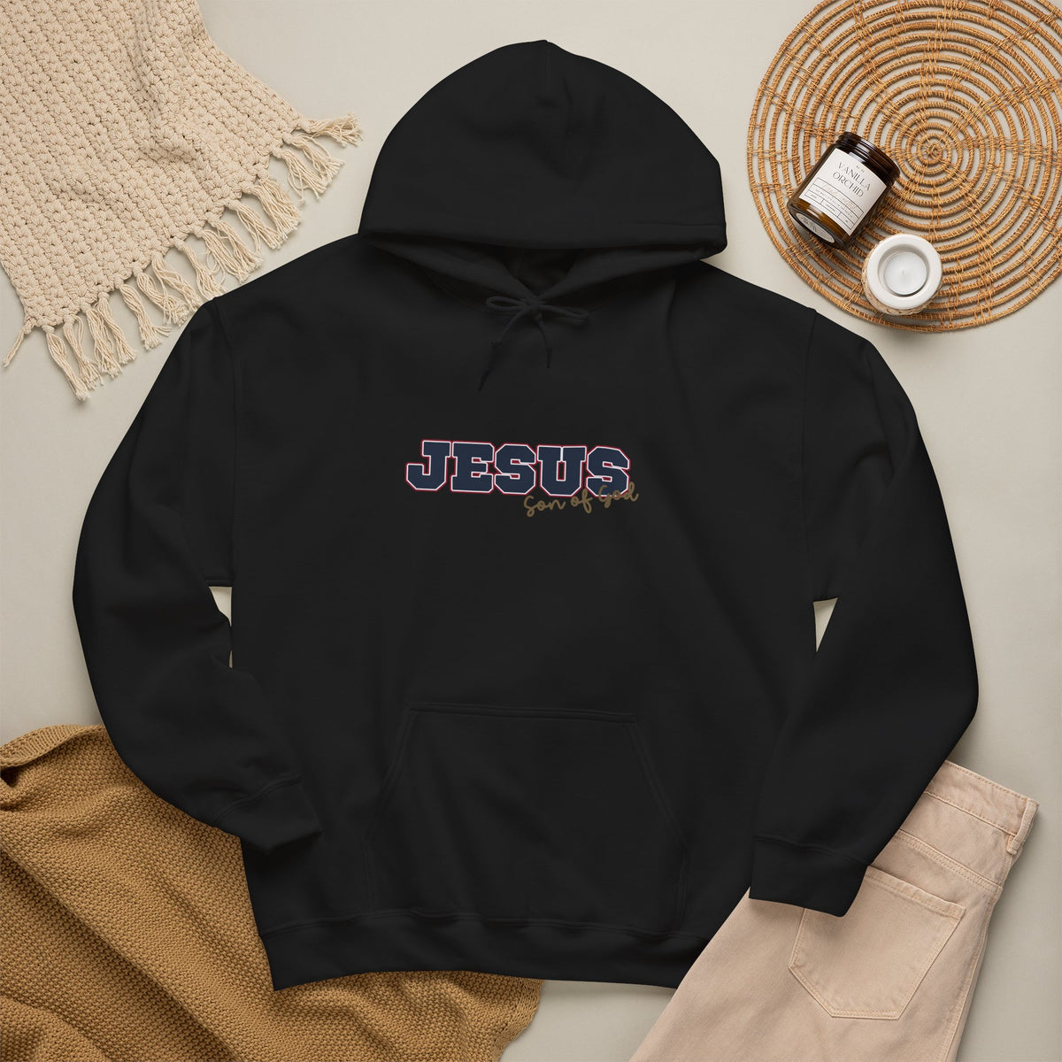 'Jesus, Son of God' Blue Design. Unisex Hoodie
