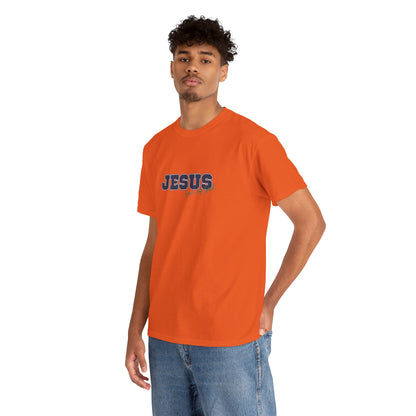 JESUS, Son of God - Varsity T-Shirt - Blauwe Letters