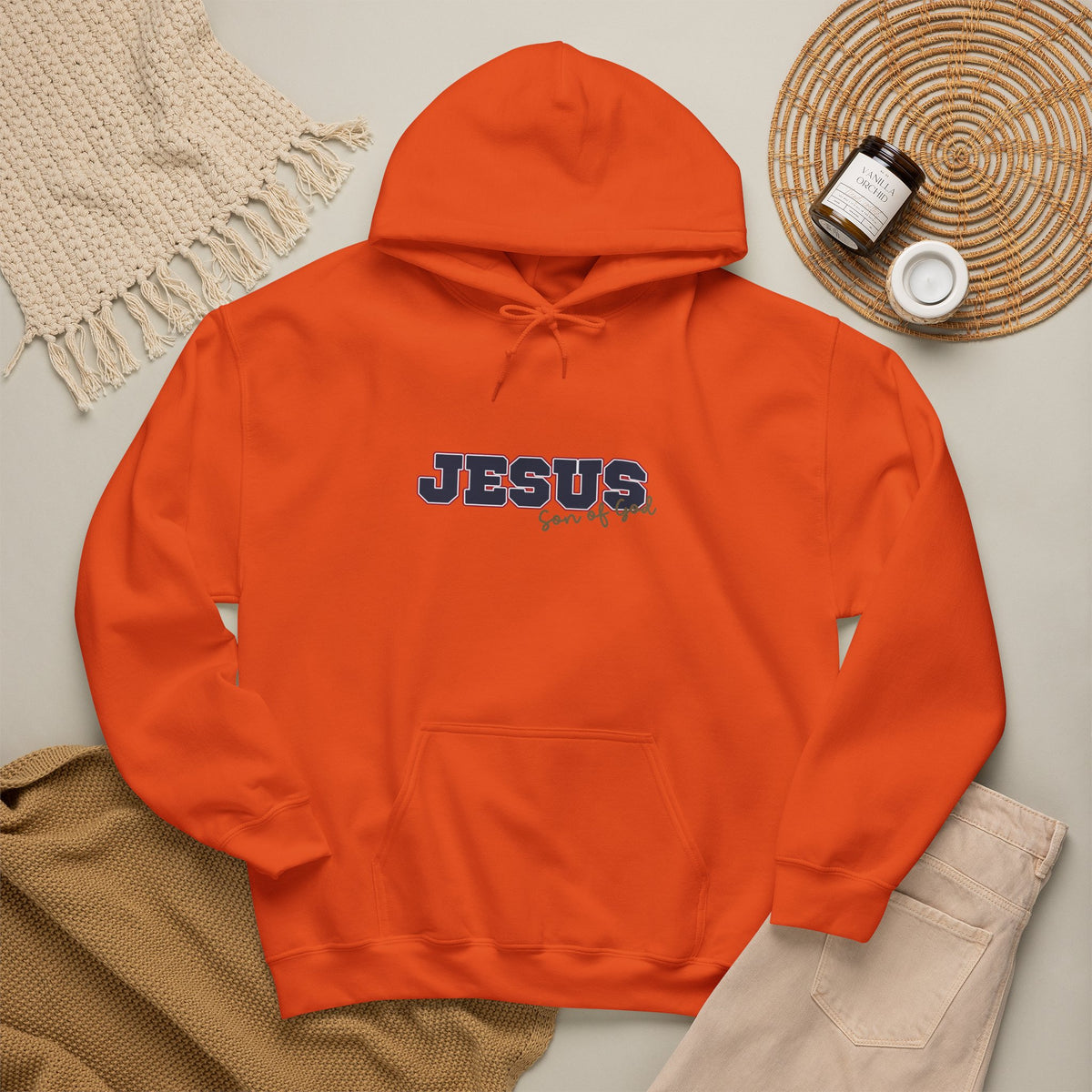 'Jesus, Son of God' Blue Design. Unisex Hoodie