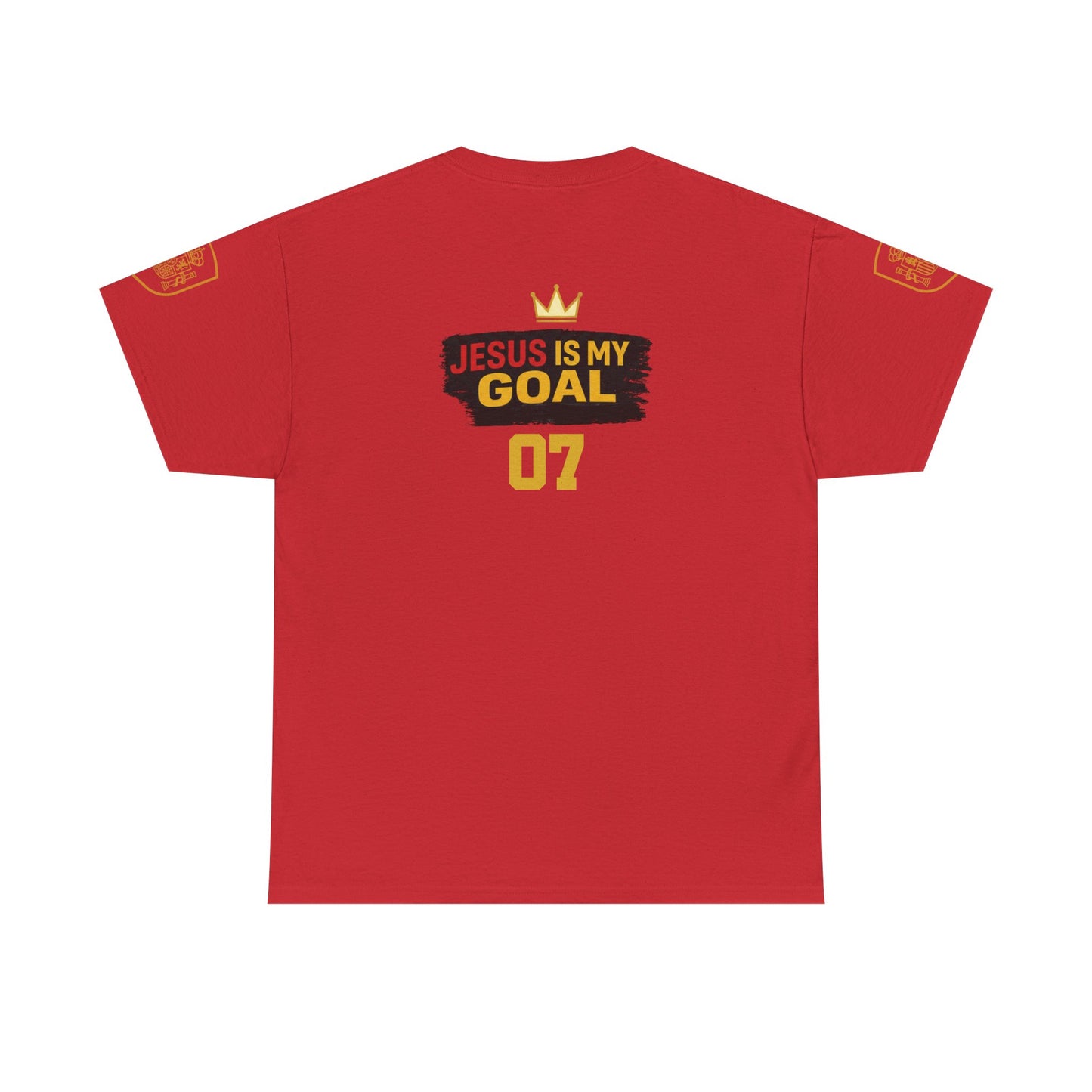 'Jesus Is My Goal' — Red Football Jersey in Spanish Style (WC, personalized)
