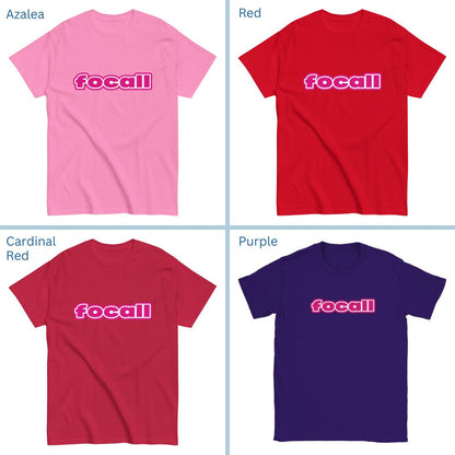 Classic Unisex Crew Neck T-Shirt | Focall Pink White Letters