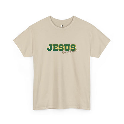 JESUS, Son of God - Varsity T-Shirt - Green Letters