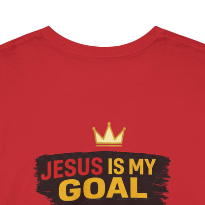 'Jesus Is My Goal' — Red Football Jersey in Spanish Style (WC, personalized)