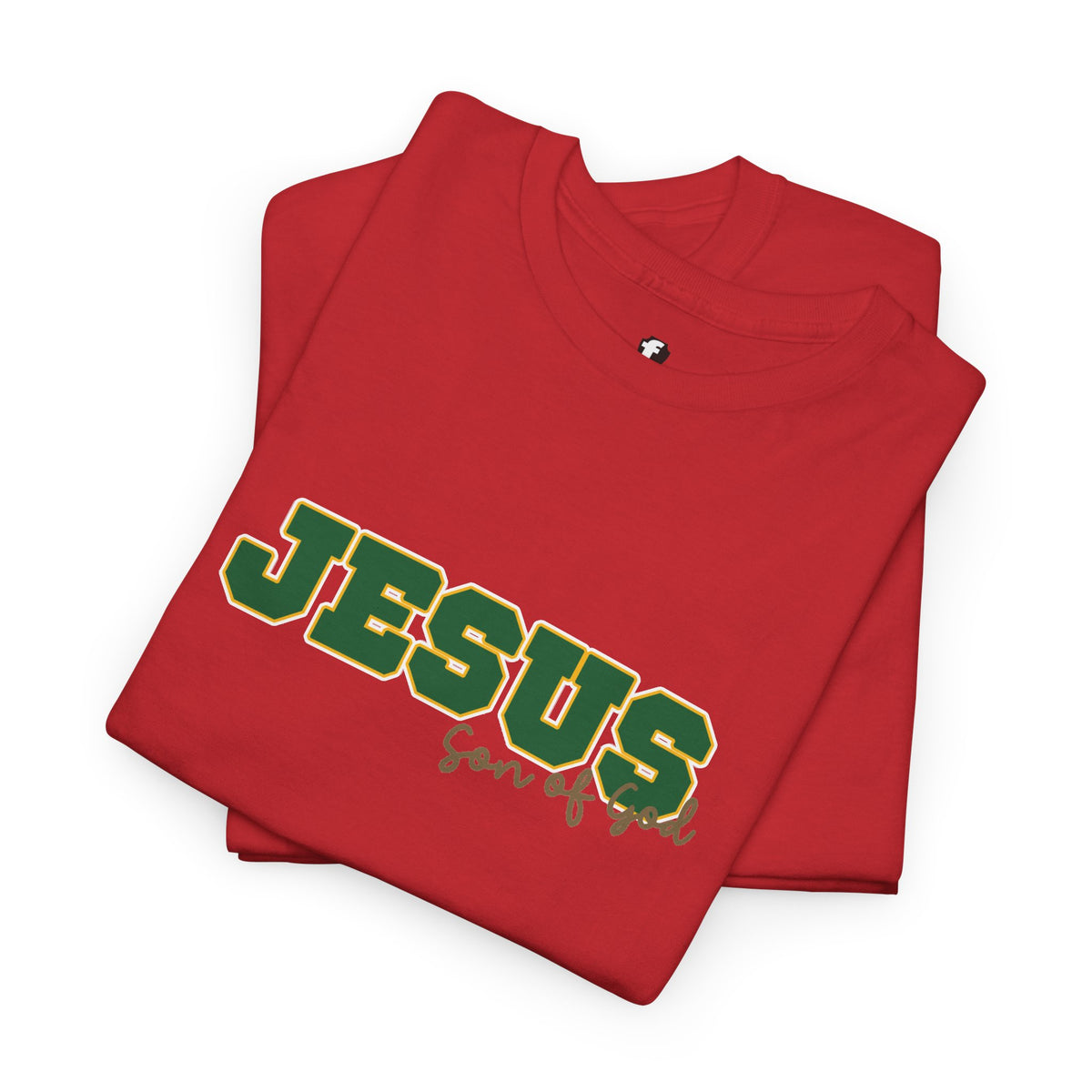 JESUS, Son of God - Varsity T-Shirt - Green Letters