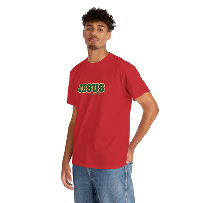 JESUS, Son of God - Varsity T-Shirt - Green Letters
