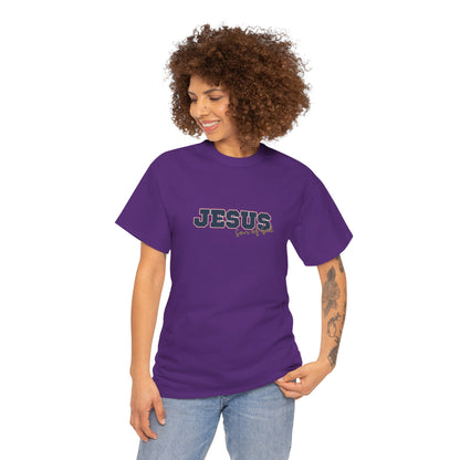 JESUS, Son of God - Varsity T-Shirt - Blauwe Letters