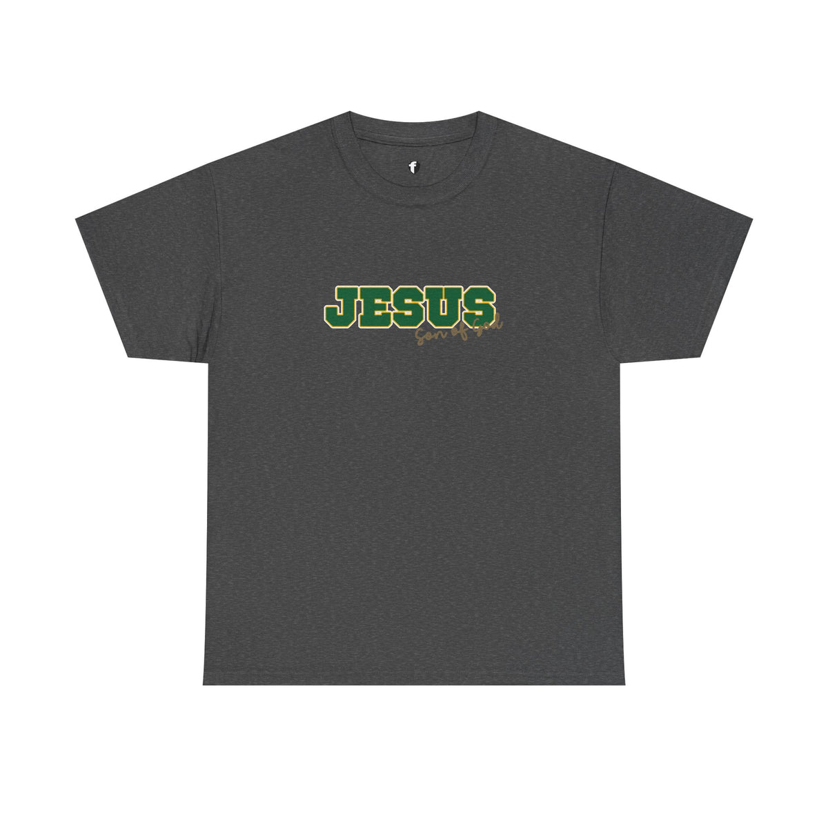JESUS, Son of God - Varsity T-Shirt - Green Letters