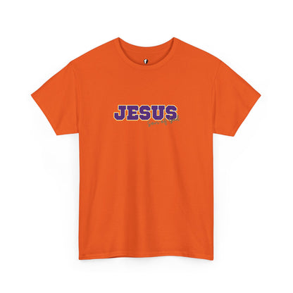 JESUS, Son of God - Varsity T-Shirt - Purple Letters