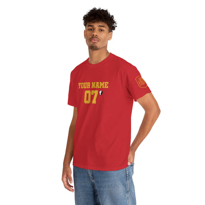 'Jesus Is My Goal' — Red Football Jersey in Spanish Style (WC, personalized)