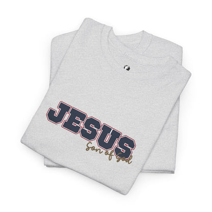 JESUS, Son of God - Varsity T-Shirt - Blauwe Letters