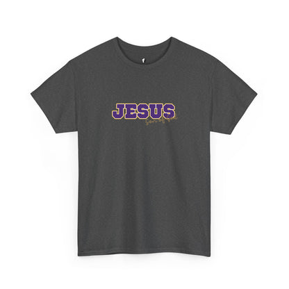 JESUS, Son of God - Varsity T-Shirt - Purple Letters