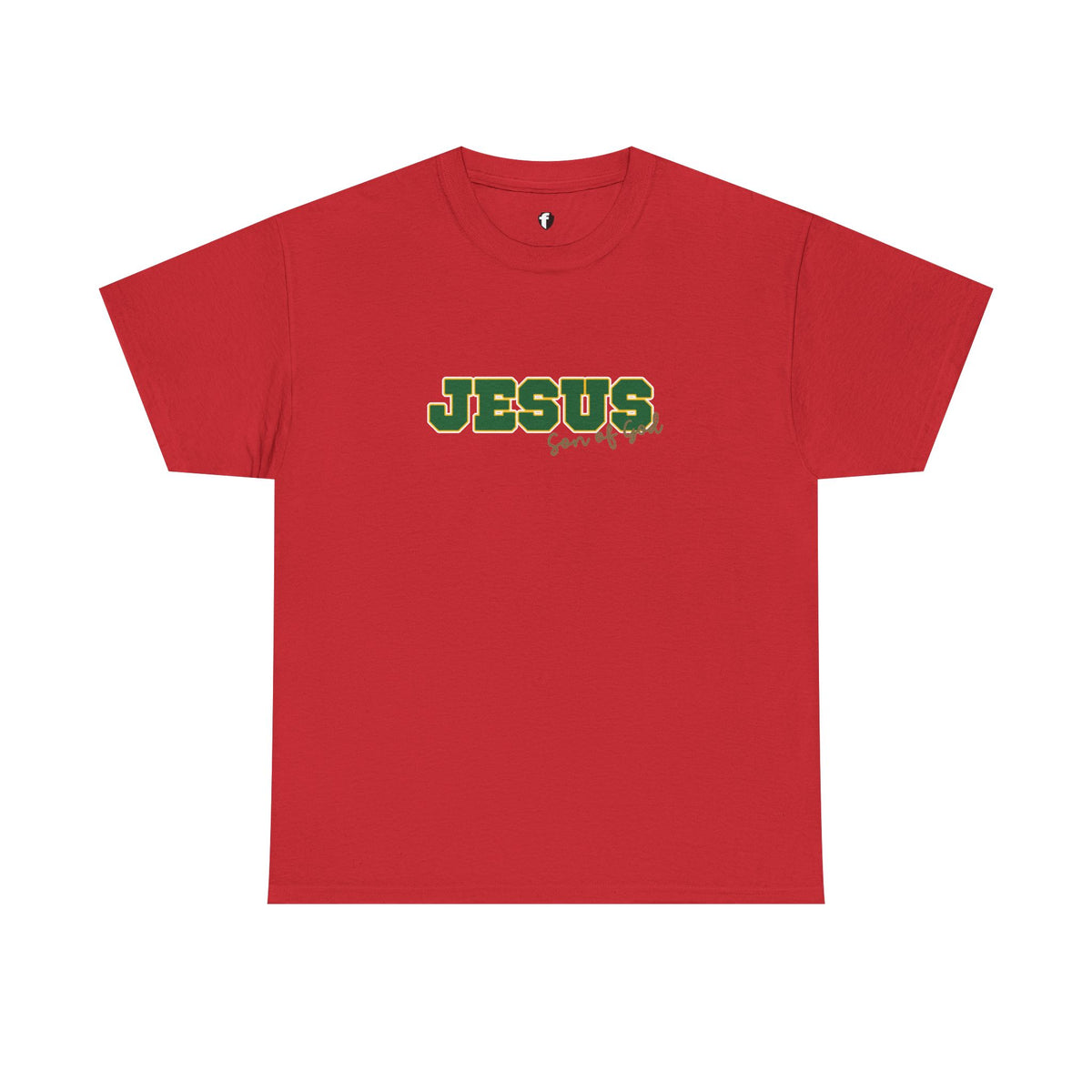 JESUS, Son of God - Varsity T-Shirt - Green Letters