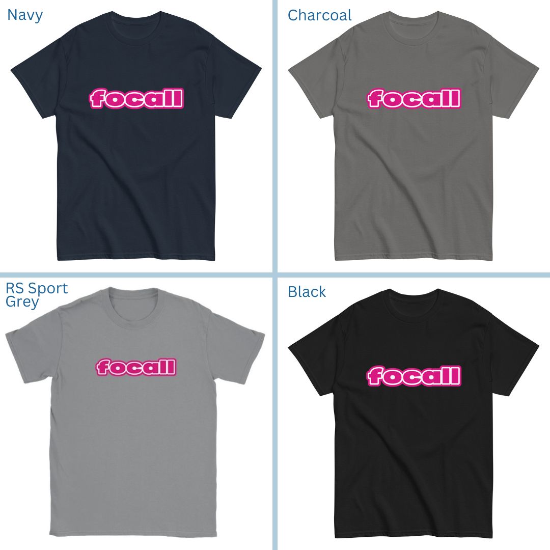 Classic Unisex Crew Neck T-Shirt | Focall Pink White Letters