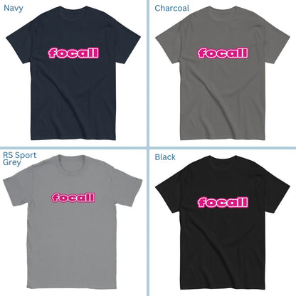 Classic Unisex Crew Neck T-Shirt | Focall Pink White Letters