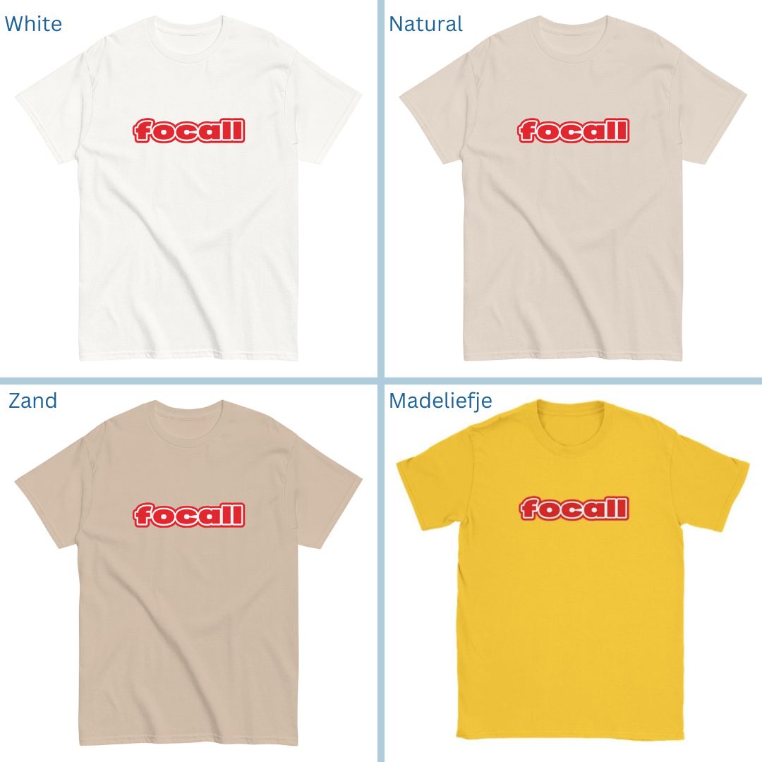Classic Unisex Crew Neck T-Shirt | Focall Red White Letters