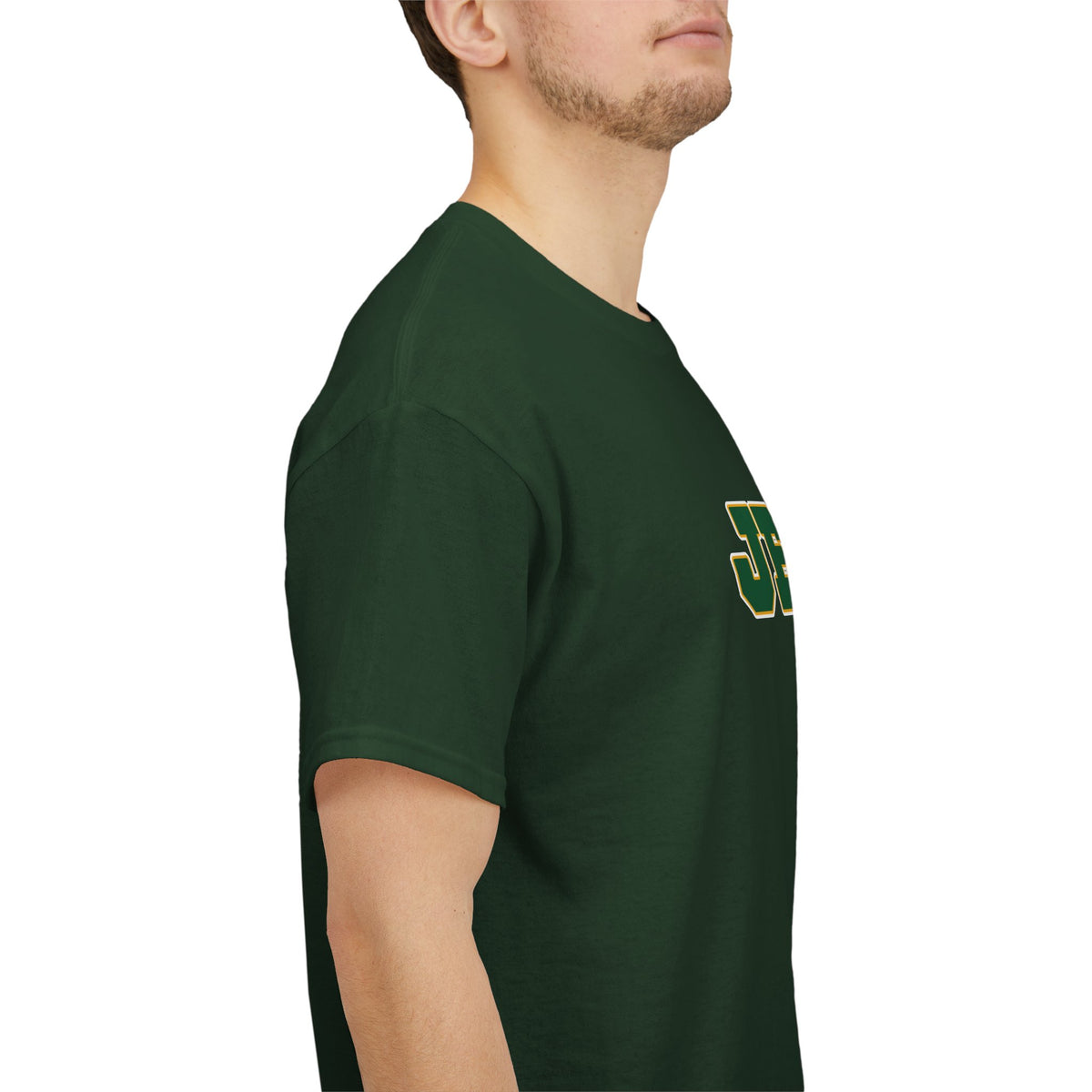 JESUS, Son of God - Varsity T-Shirt - Green Letters