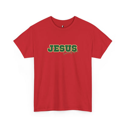 JESUS, Son of God - Varsity T-Shirt - Green Letters