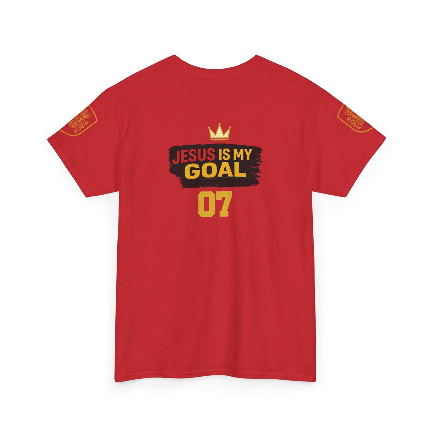 'Jesus Is My Goal' — Red Football Jersey in Spanish Style (WC, personalized)