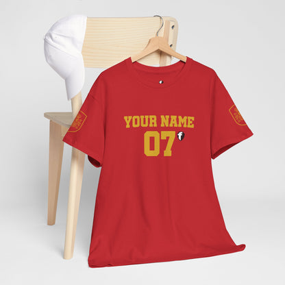 'Jesus Is My Goal' — Red Football Jersey in Spanish Style (WC, personalized)