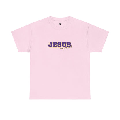 JESUS, Son of God - Varsity T-Shirt - Purple Letters