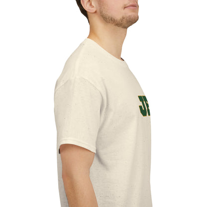 JESUS, Son of God - Varsity T-Shirt - Green Letters