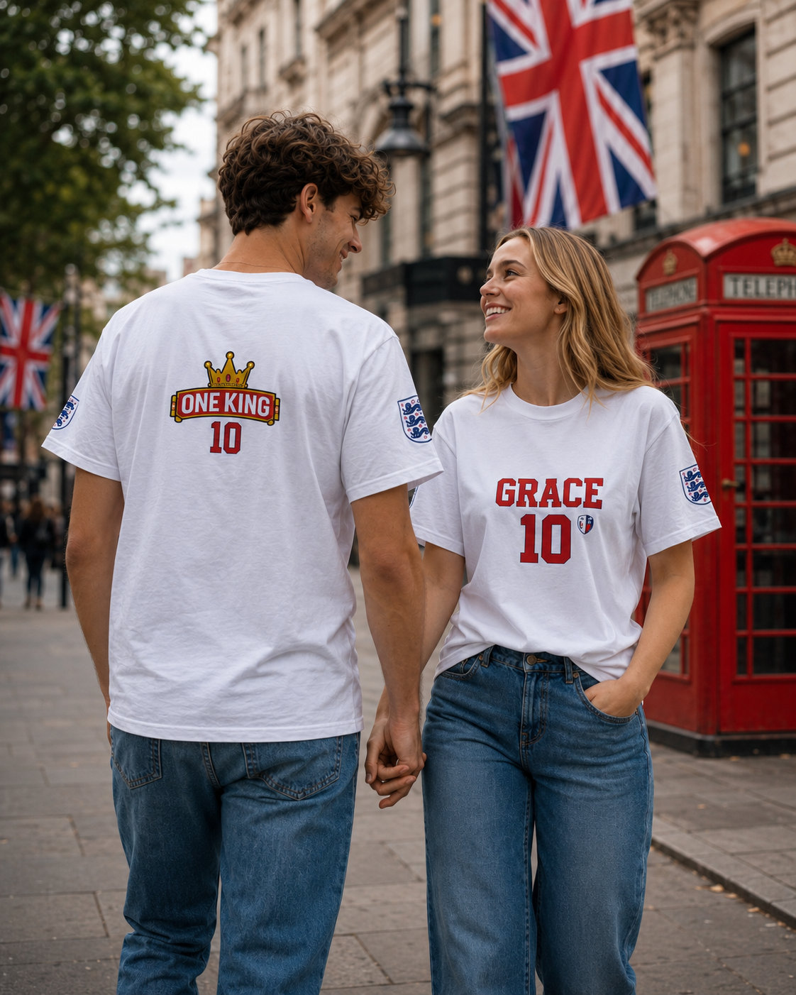 ONE KING — England World Cup Edition Sports T-Shirt (personalized with your own name and number)