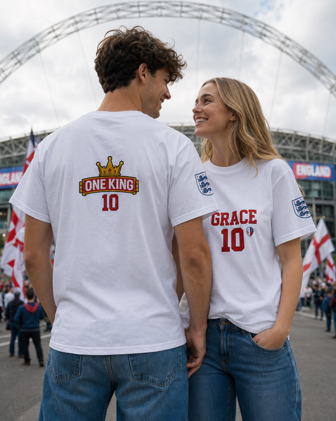 ONE KING — England World Cup Edition Sports T-Shirt (personalized with your own name and number)