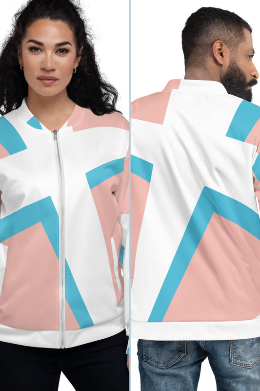 Unisex Bomber Jacket | All-over print | Focall - Cross - Salmon Blue