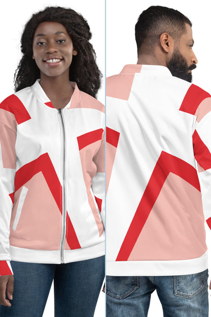 Unisex Bomber Jacket | All-over print | Focall - Cross - Salmon Red