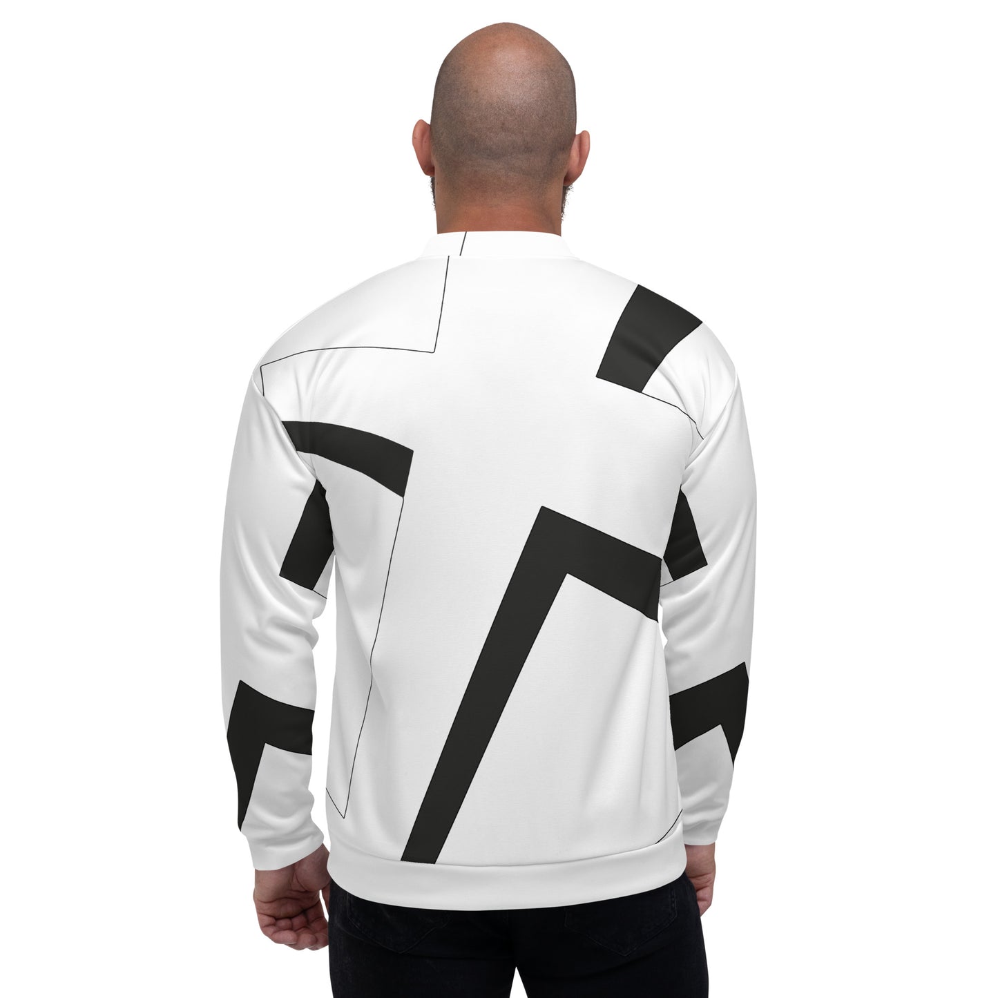 Unisex Bomber Jacket | All-over print | Focall - Cross - White Black 