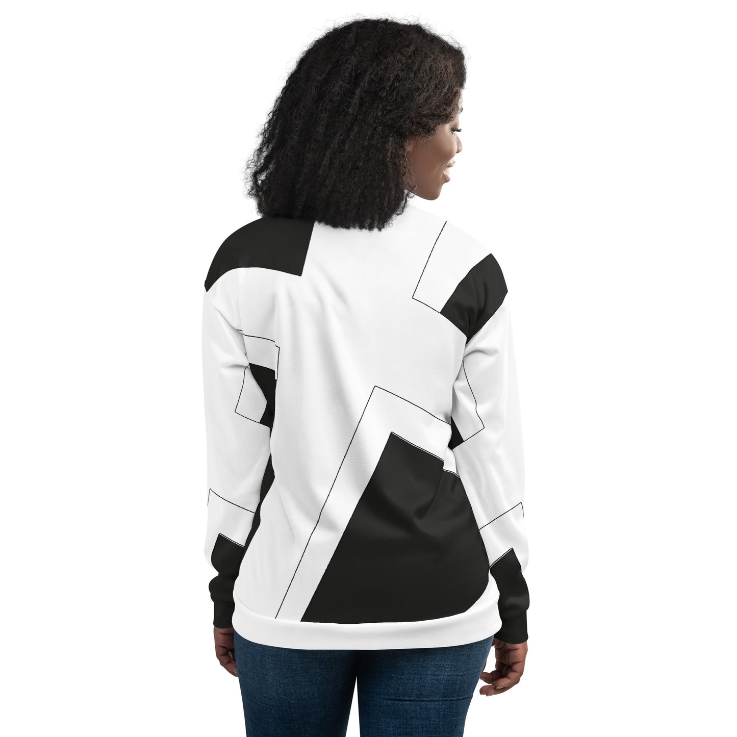 Unisex Bomber Jacket | All-over print | Focall - Cross - Black White