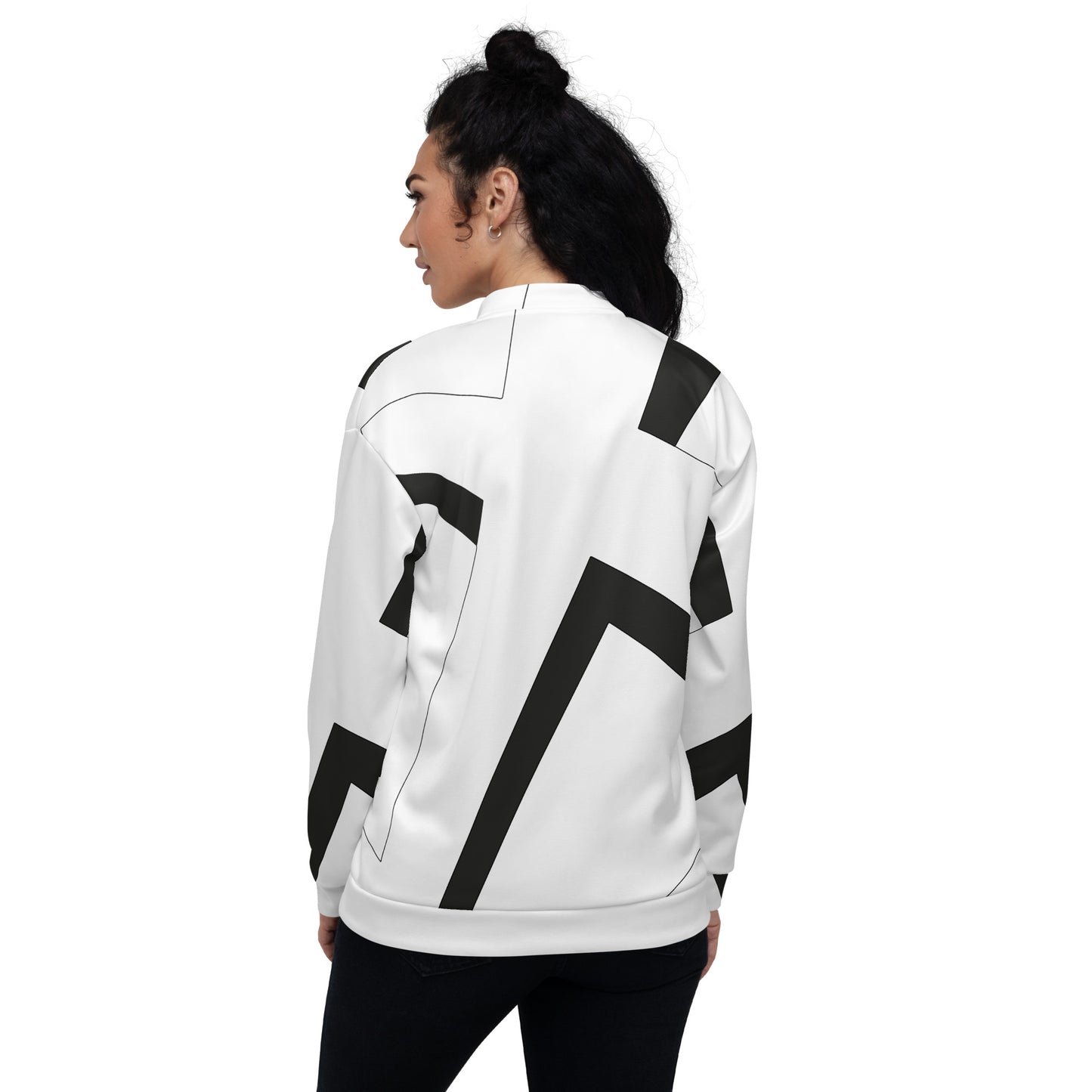 Unisex Bomber Jacket | All-over print | Focall - Cross - White Black 