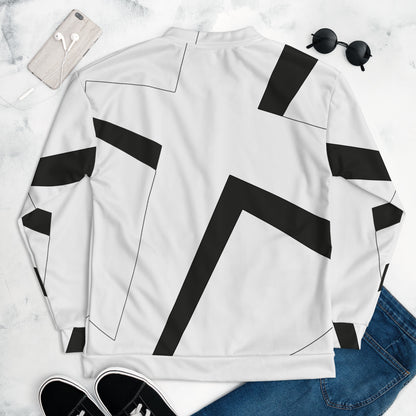 Unisex Bomber Jacket | All-over print | Focall - Cross - White Black 