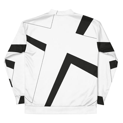 Unisex Bomber Jacket | All-over print | Focall - Cross - White Black 