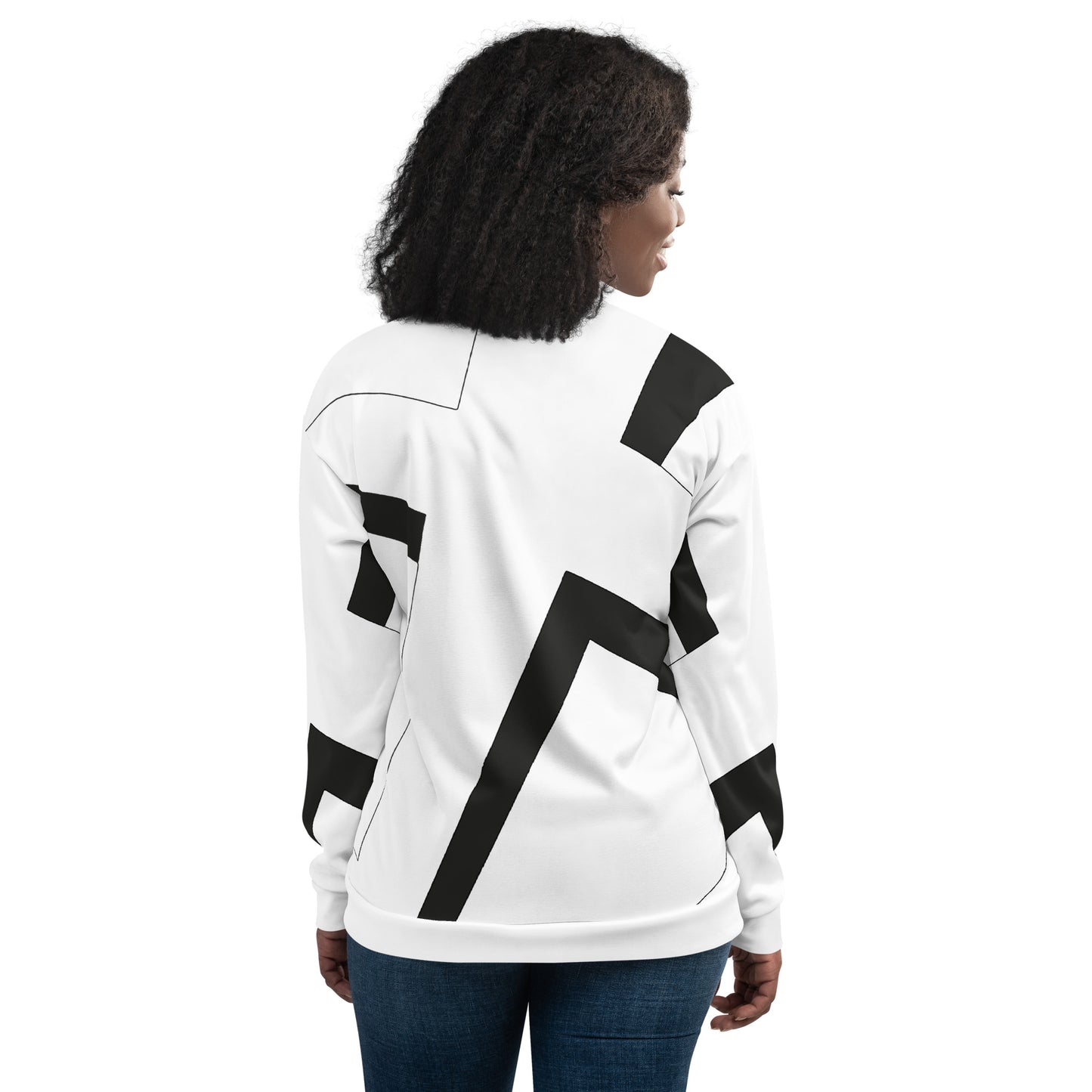 Unisex Bomber Jacket | All-over print | Focall - Cross - White Black 