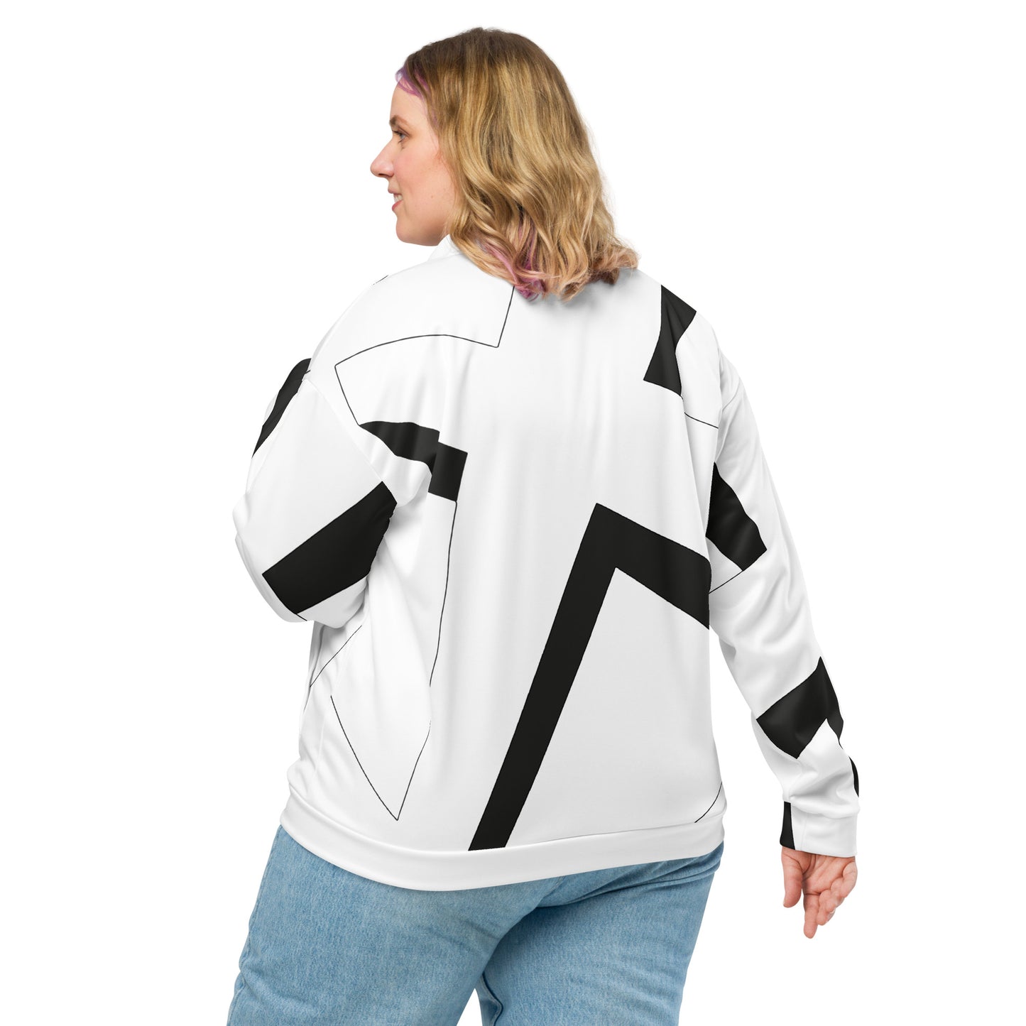 Unisex Bomber Jacket | All-over print | Focall - Cross - White Black 
