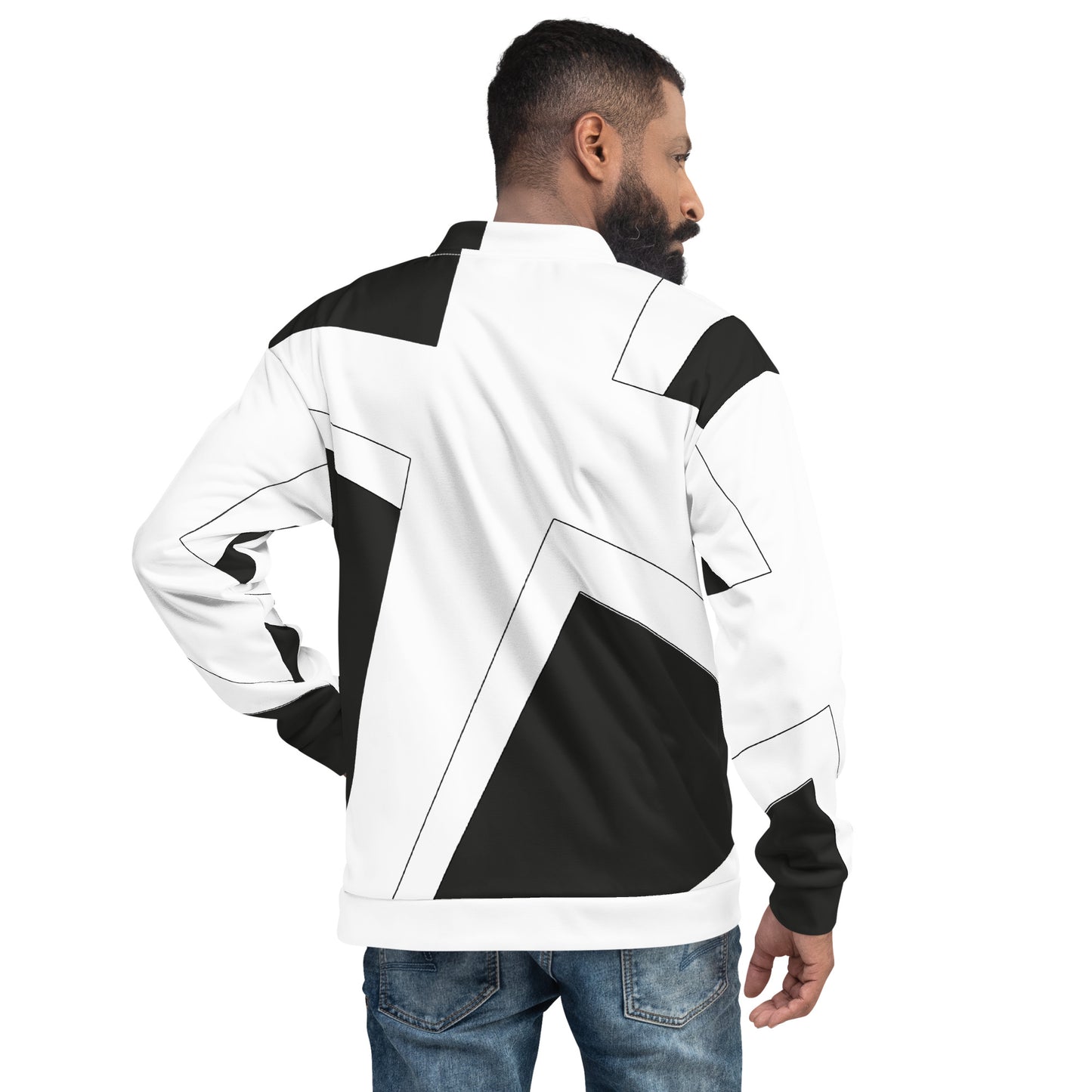 Unisex Bomber Jacket | All-over print | Focall - Cross - Black White